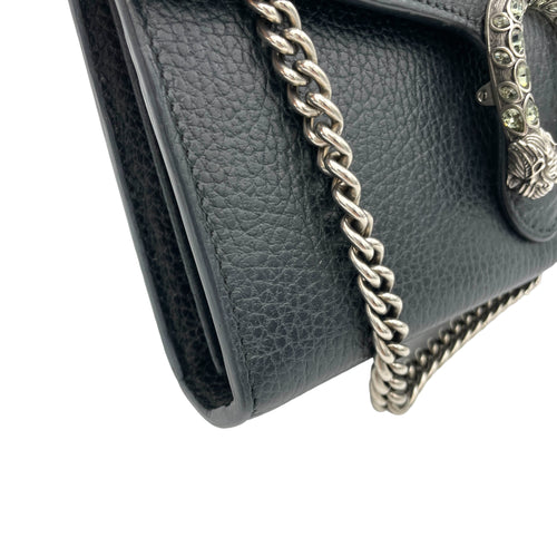 Dionysus Crossbody Bag  Black in Calfskin , Silver Hardware