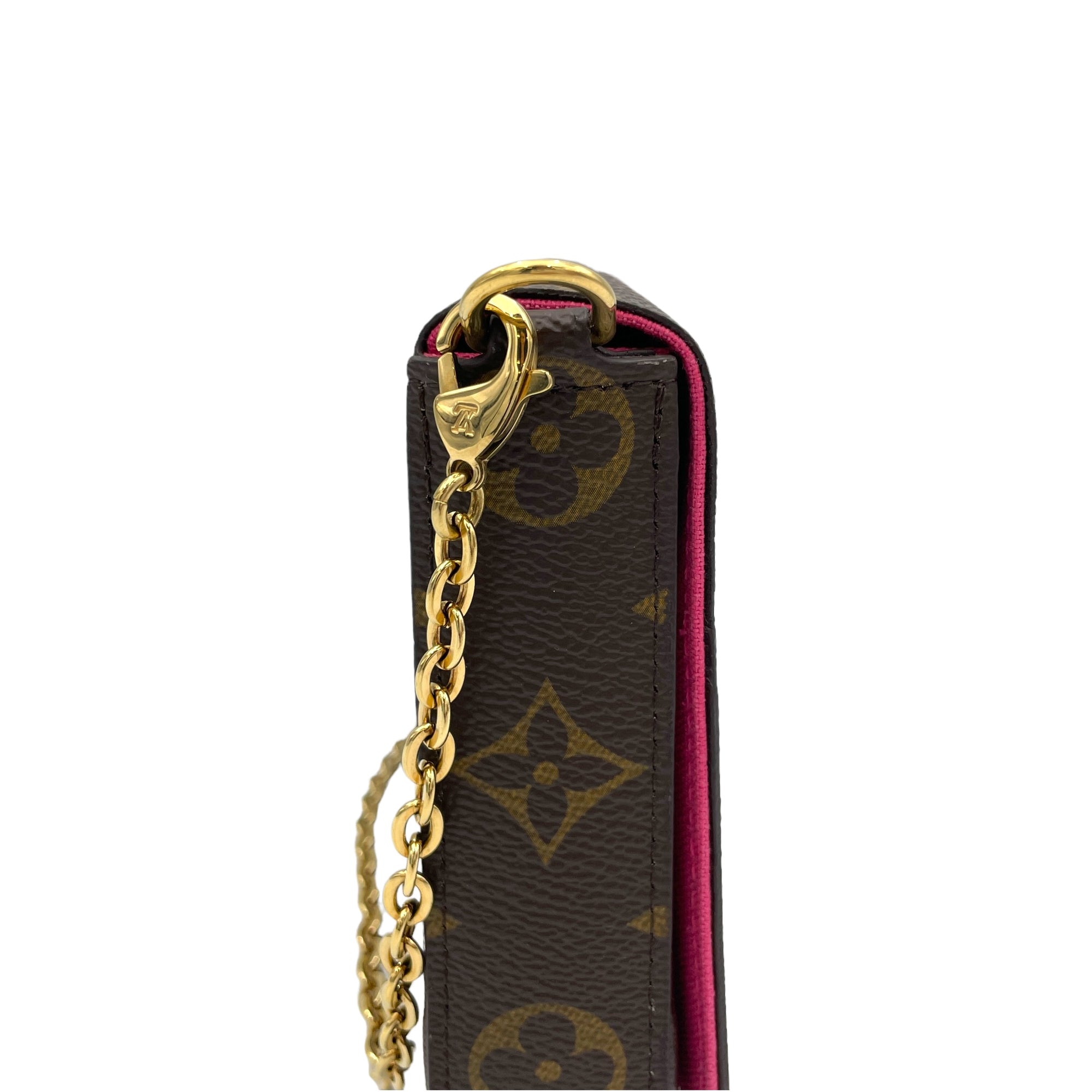 Felicie Pochette Brown Wallet On Chain in Monogram Coated Canvas, Gold hardware