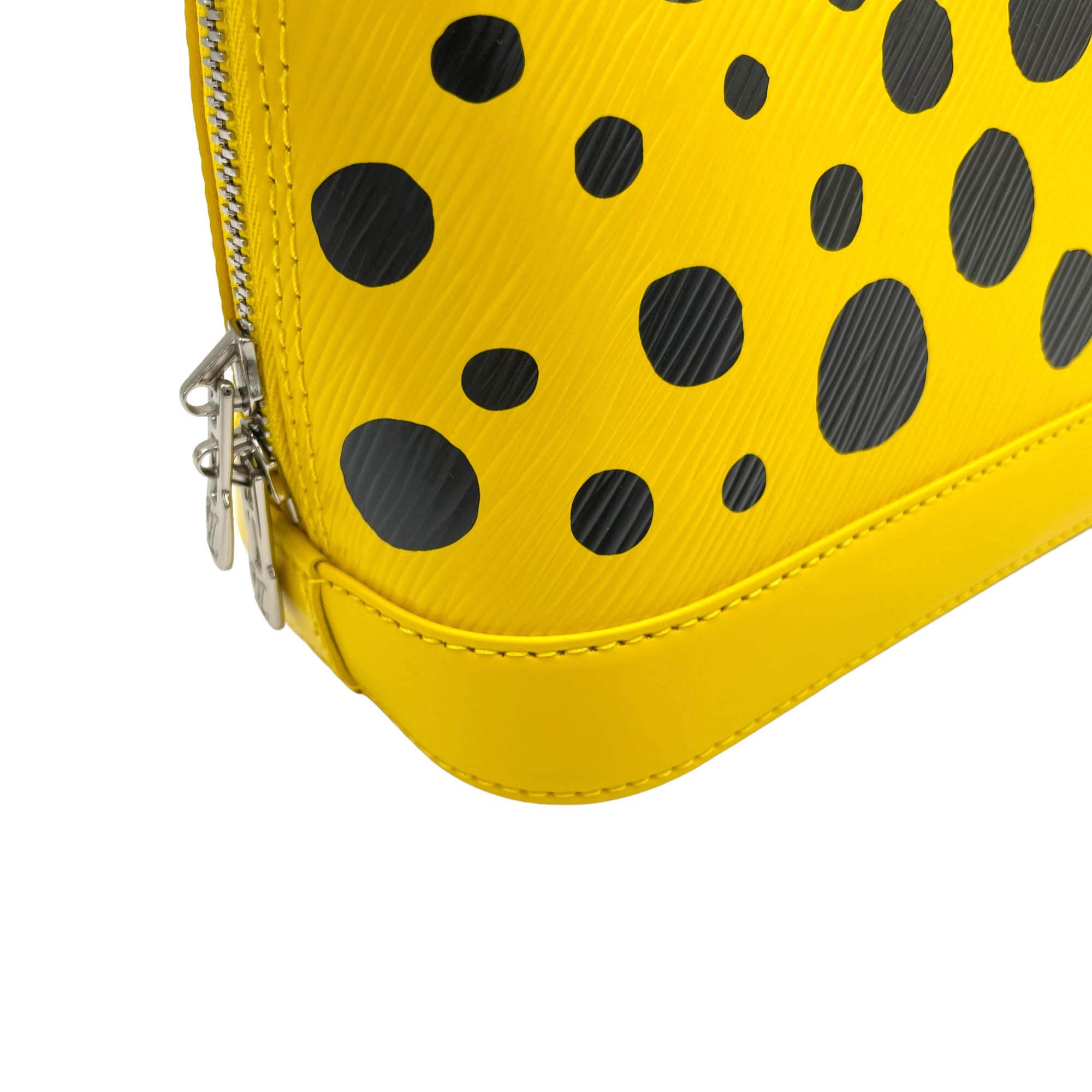 Alma X Yayoi Kusama BB Yellow Top Handle Bag in Epi Leather, Silver hardware