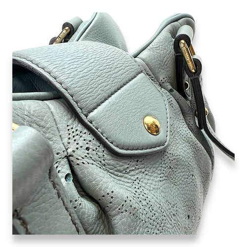 Lunar PM Blue Shoulder Bag in Mahina Leather, Gold hardware