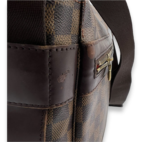 Bastille Messenger Bag Damier Ebene in Coated Canvas, Gold hardware