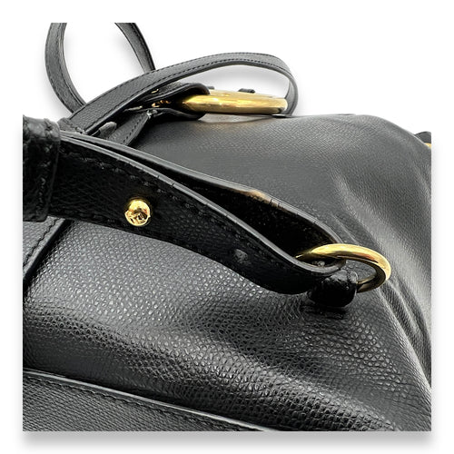 Flap Black Backpack in Calfskin, Gold hardware