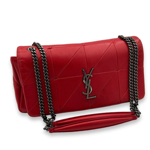 Jamie Medium Red Shoulder Bag in Lambskin, Silver hardware