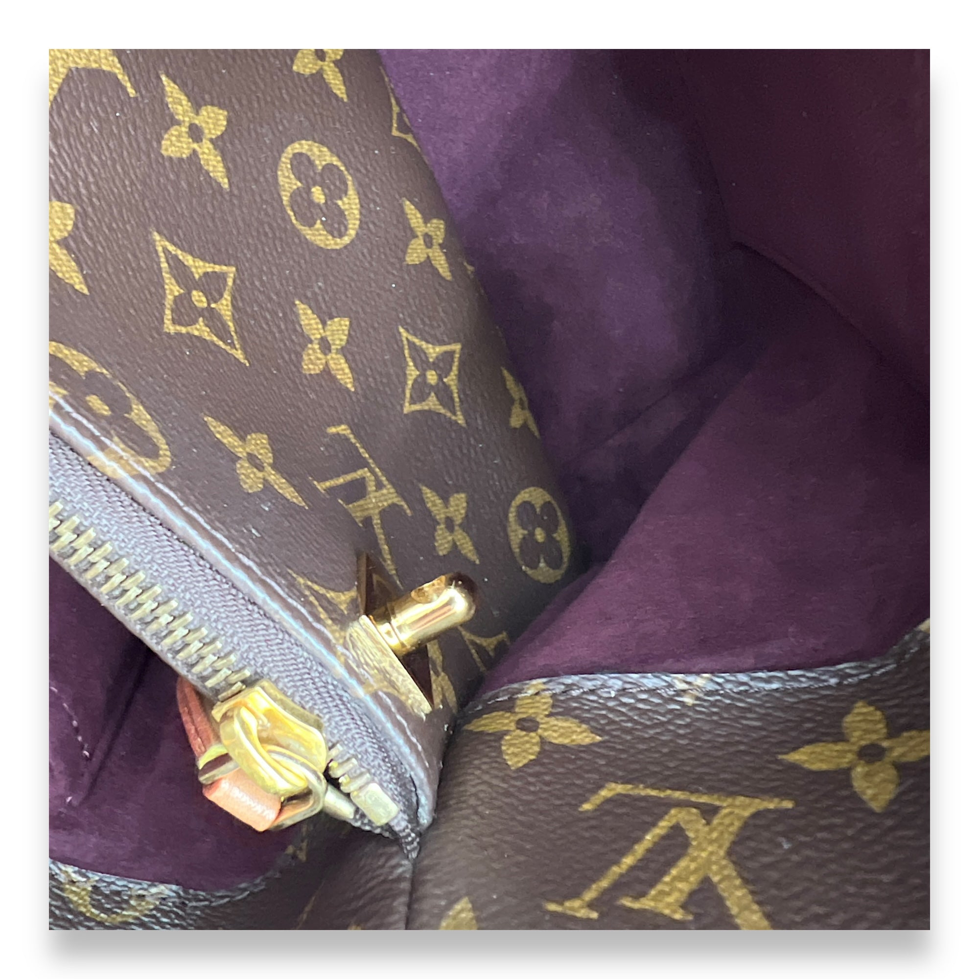 Montaigne Brown Top Handle Bag in Monogram Coated Canvas, Gold hardware