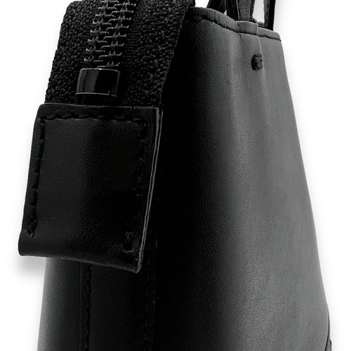 Logo Black Top Handle Bag in Calfskin and Suede, Silver hardware