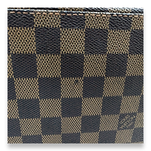 Hampstead MM Brown Top Handle Bag in Damier Ebene, Gold hardware