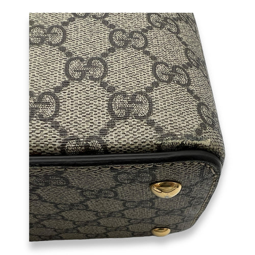 GG Supreme Top Handle Bag Brown in Monogram Coated Canvas, Gold hardware