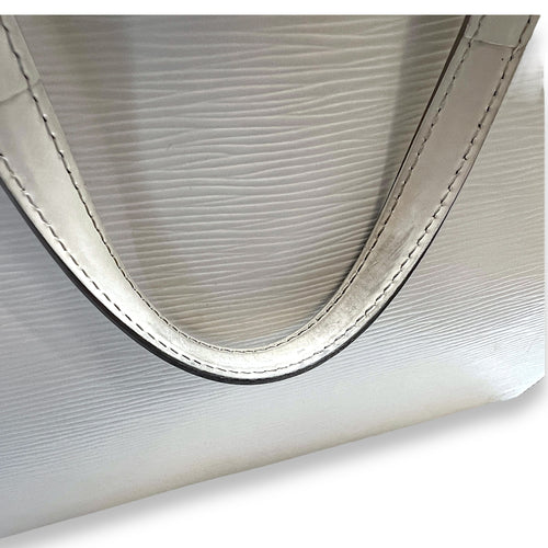 Brea MM Cream Top Handle Bag in Epi Leather, Silver hardware