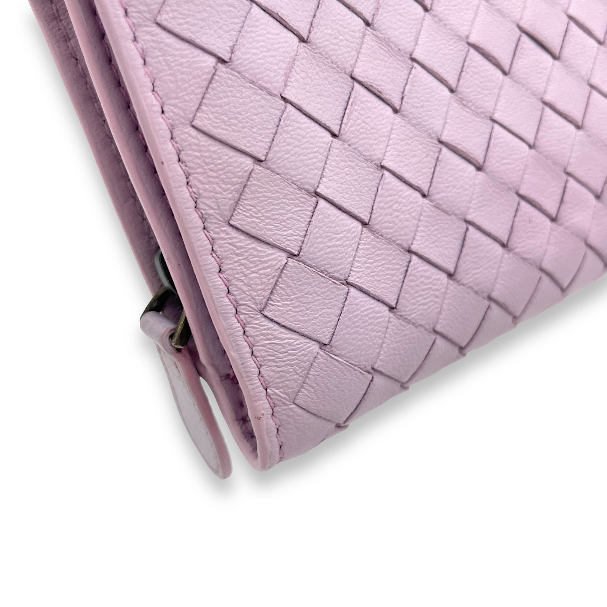 Intrecciato Purple Wallet in Lambskin, Gunmetal hardware