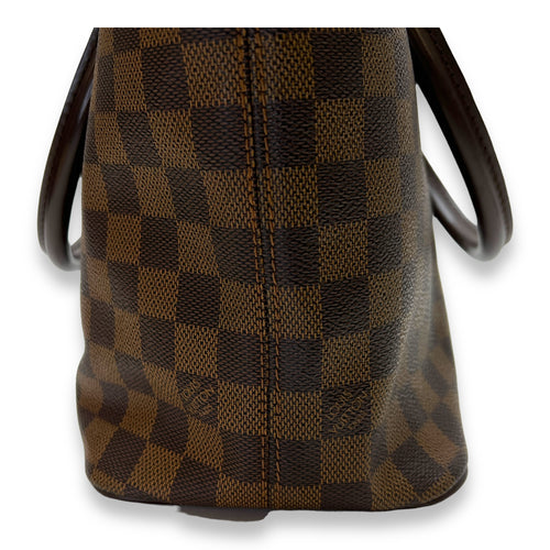 Saleya PM Damier Ebene Top Handle Bag in Coated Canvas, Gold hardware