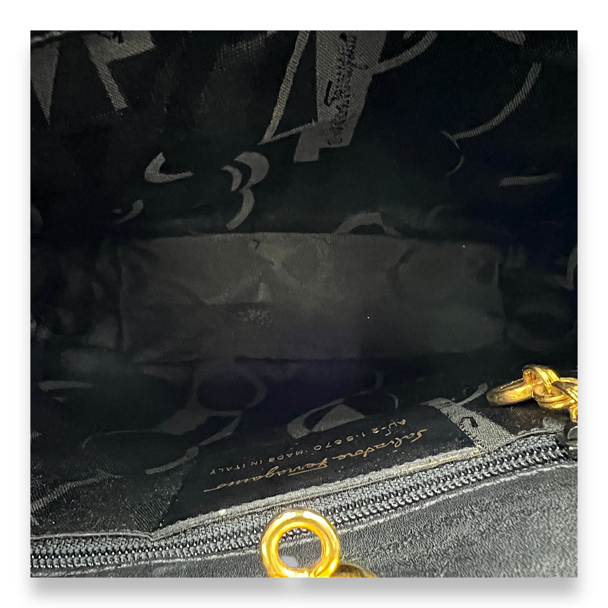 Buckle Black Top Handle Bag in Satin, Gold hardware