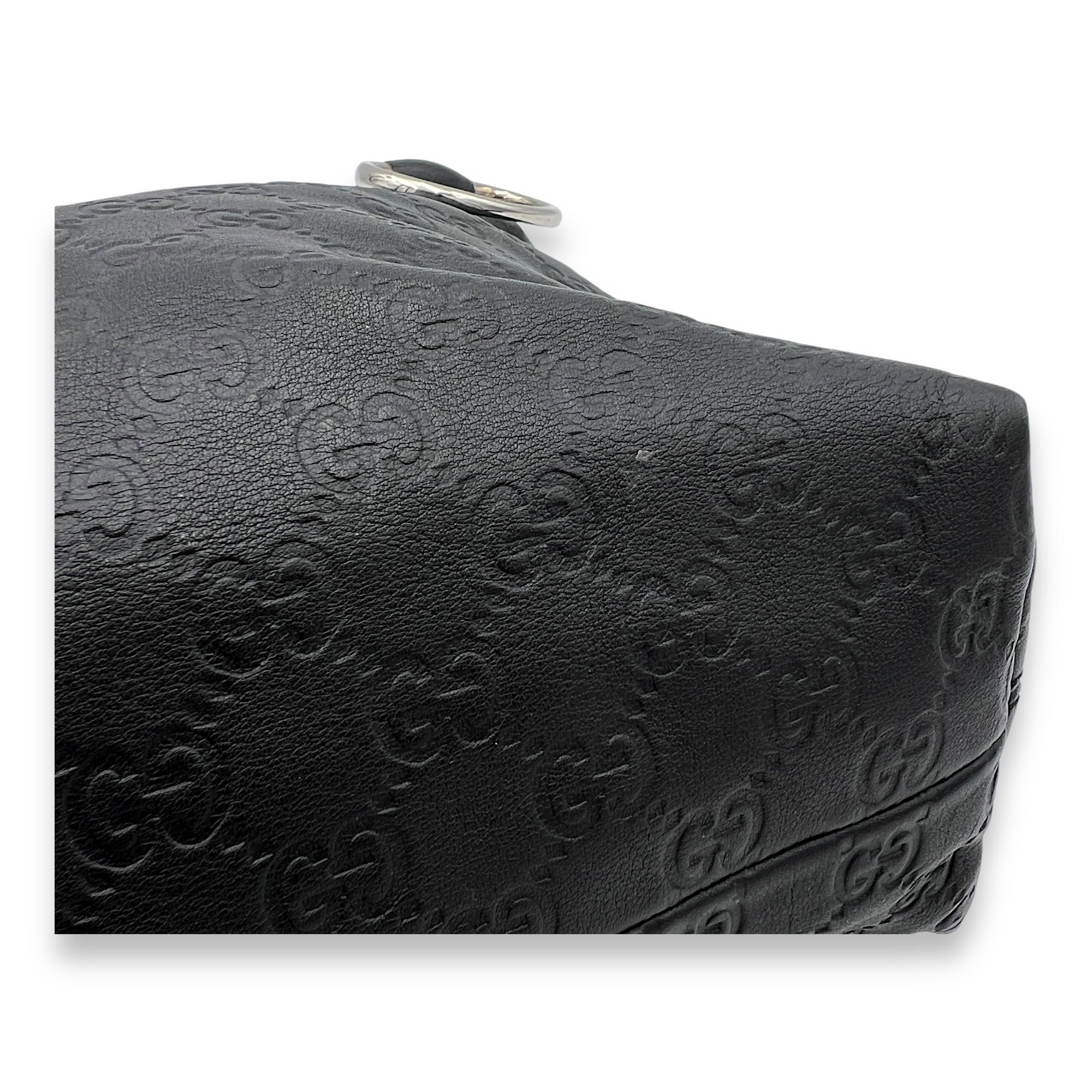 Guccissima Shoulder Bag Black in Calfskin, Silver hardware