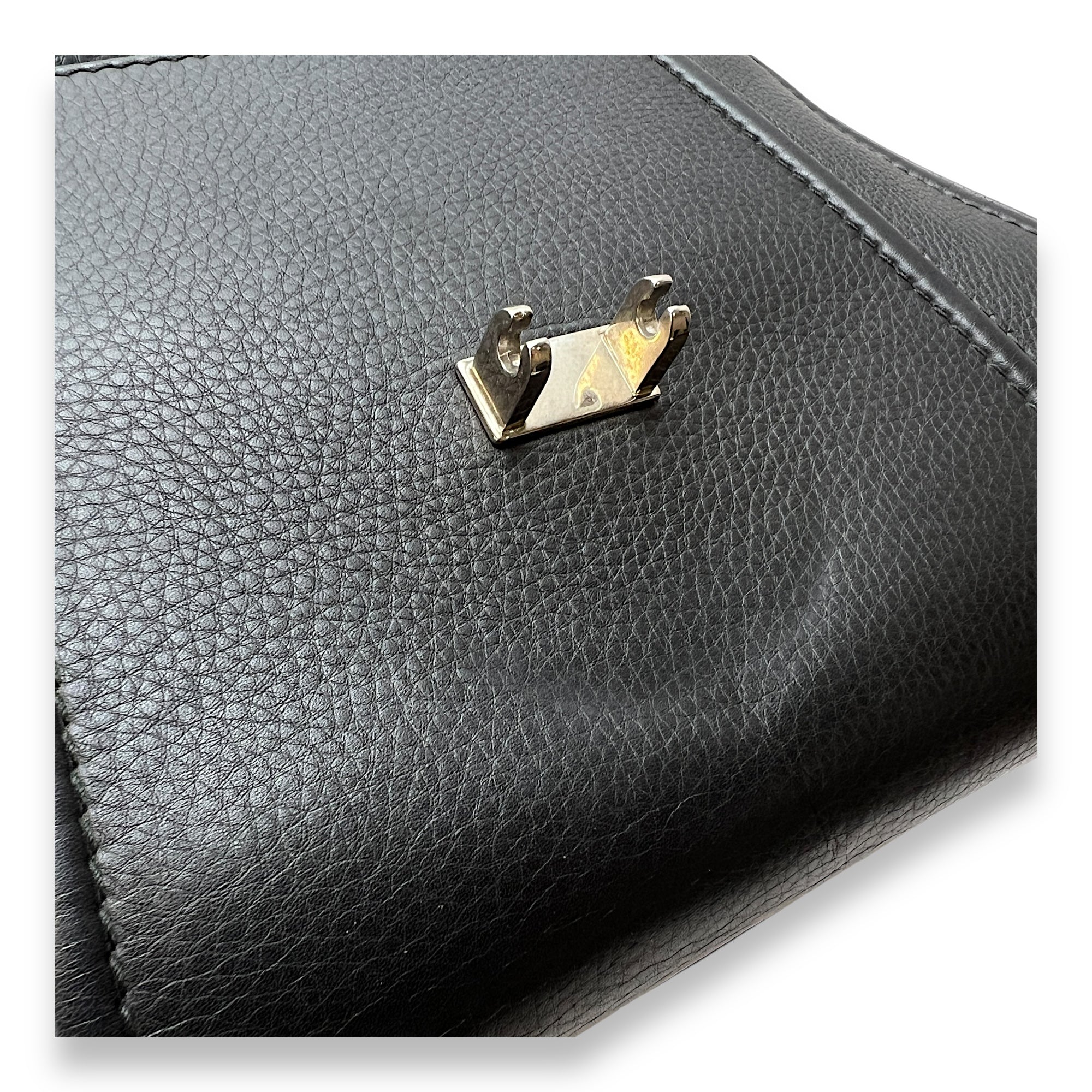 Bamboo Top Handle Bag Black in Calfskin, Silver hardware