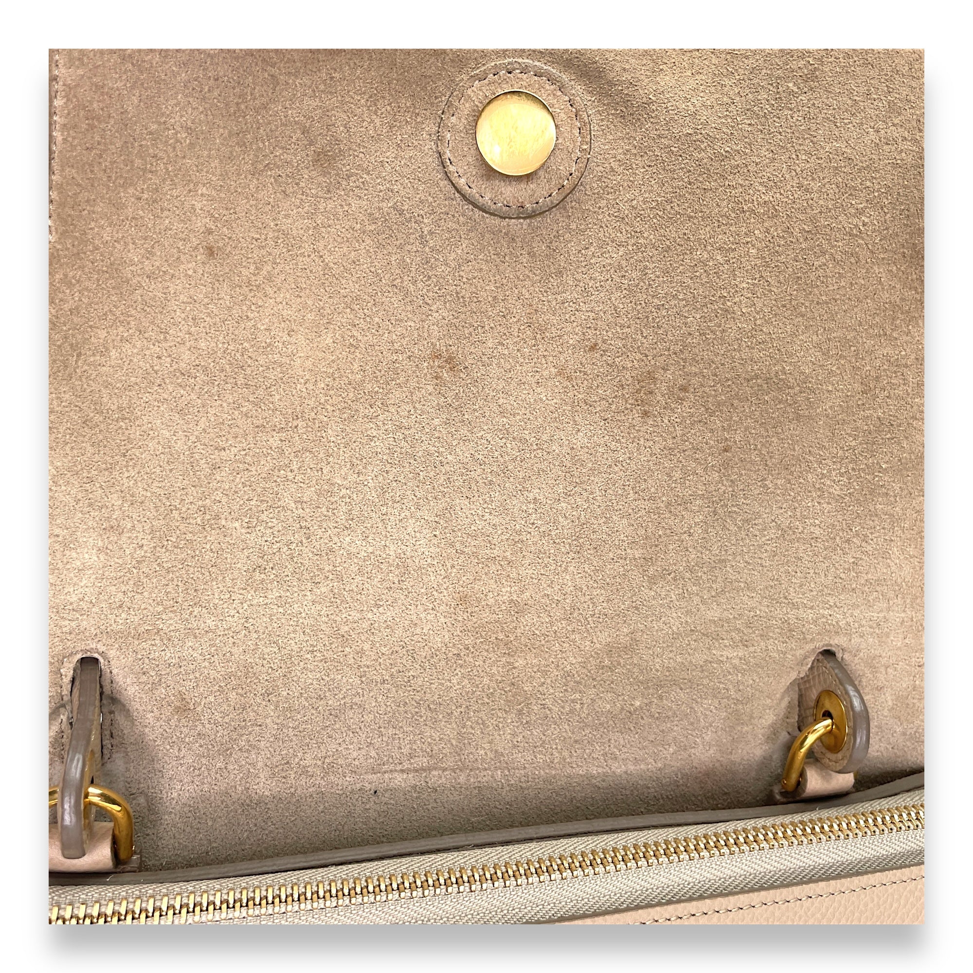 Belt Mini Beige Top Handle Bag in Calfskin, Gold hardware