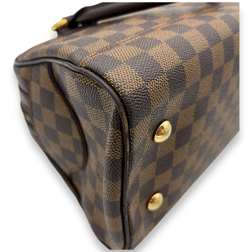 Duomo Damier Ebene Top Handle Bag in Coated Canvas, Gold hardware