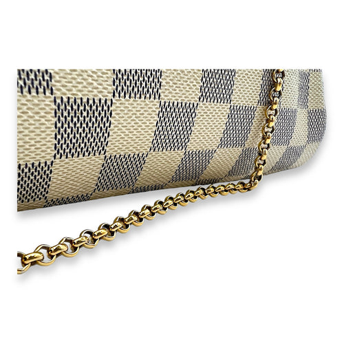 Eva Damier Azur Shoulder Bag in Coated Canvas, Gold hardware