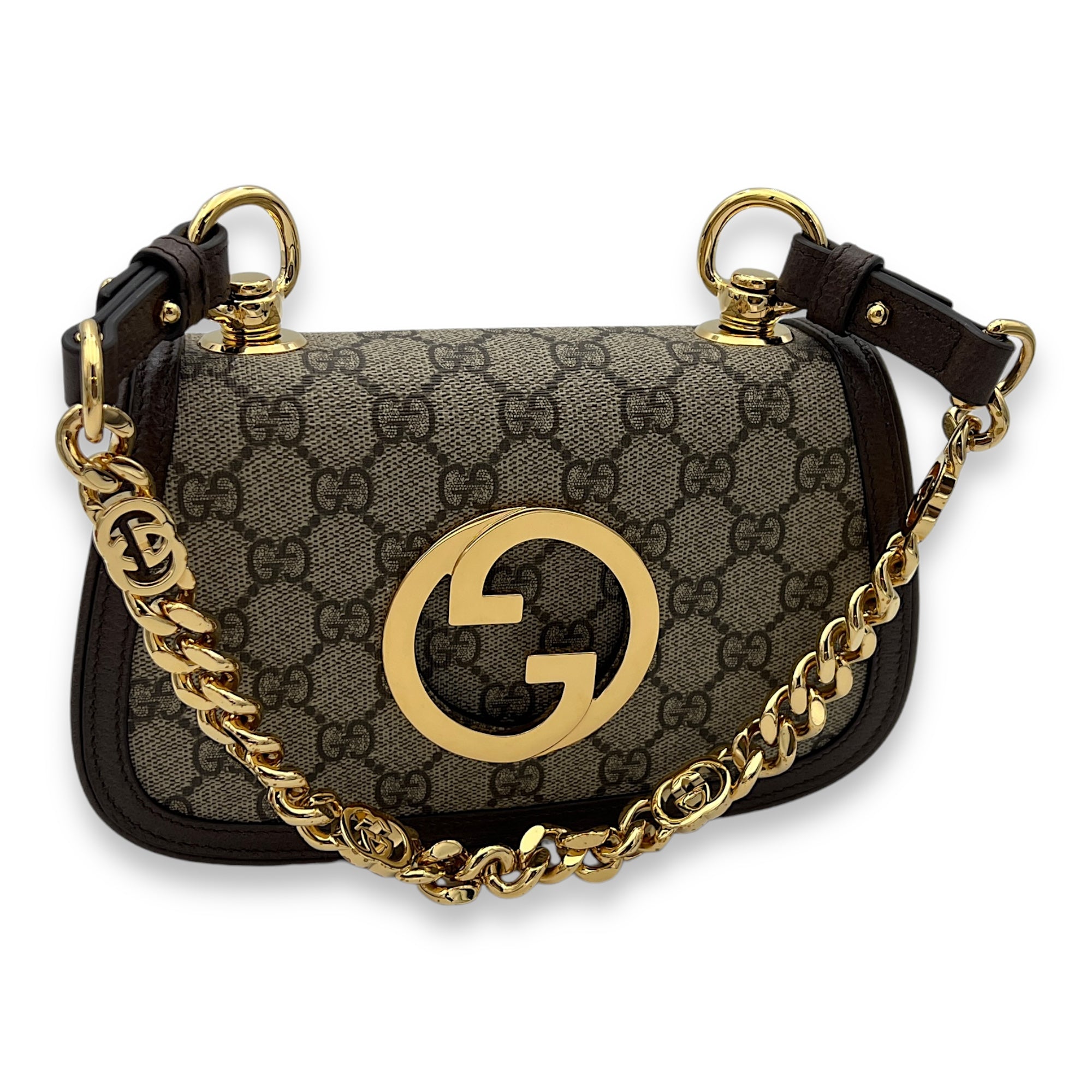 Blondie Shoulder Bag Brown in Monogram Coated Canvas, Gold hardware