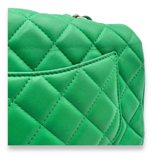 Classic Mini Rectangular Green Crossbody Bag in Lambskin, Gold hardware