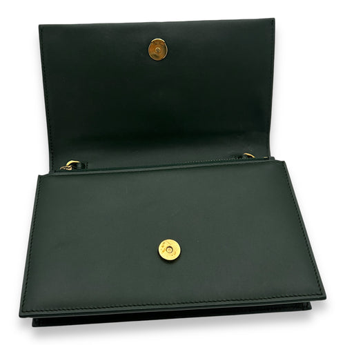 Kate Wallet On Chain Green in Calfskin, Gold hardware