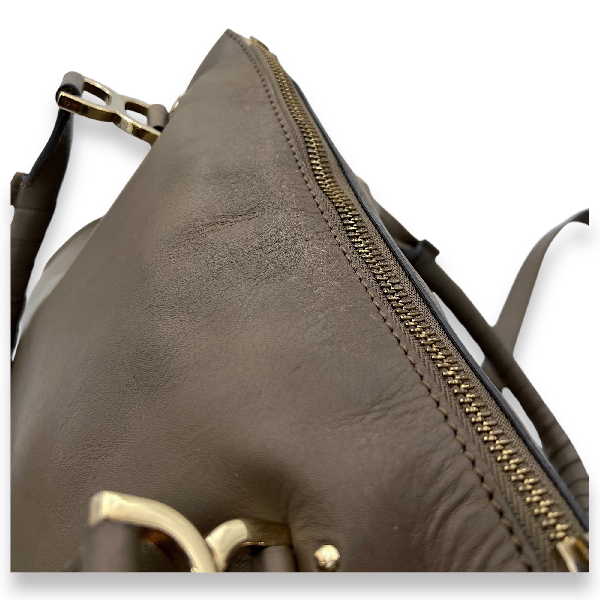 Marcie Shoulder Bag Grey in Calfskin, Light Gold hardware