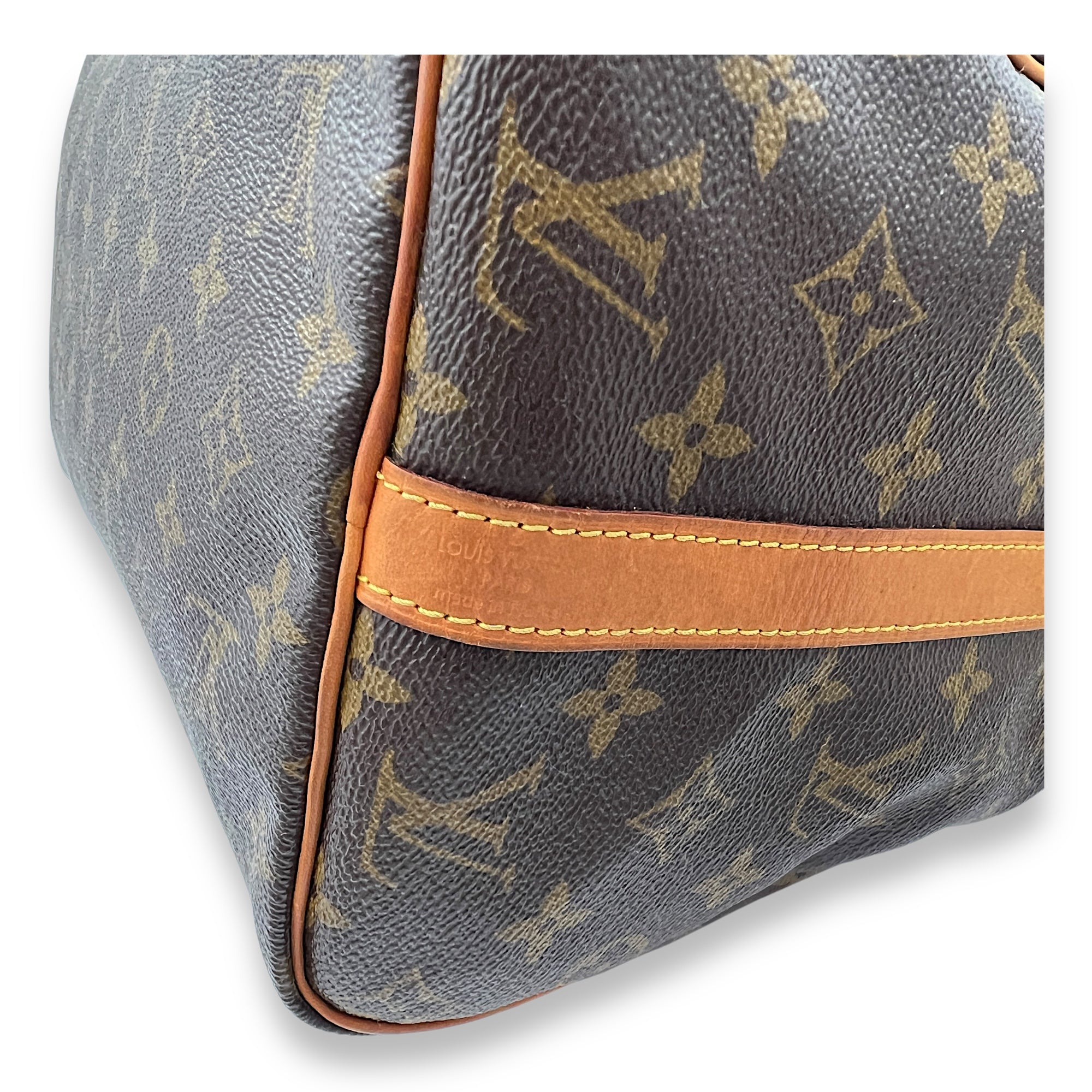 Speedy Bandouliere Top Handle Bag 30 Brown in Monogram Coated Canvas, Gold hardware