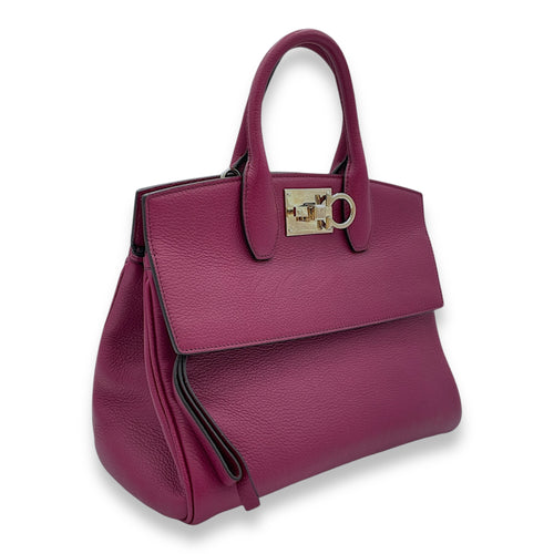 Studio Top Handle Bag Purple in Calfskin, Gold hardware