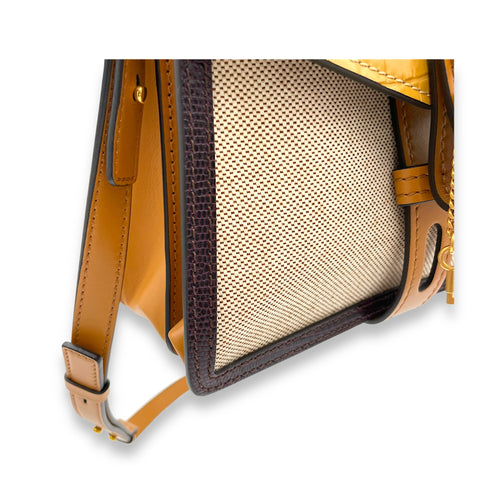 Aby Beige Top Handle Bag in Canvas, Gold hardware