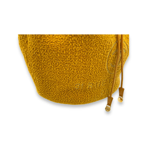 Deauville Bucket Bag Yellow in Tweed, Silver hardware