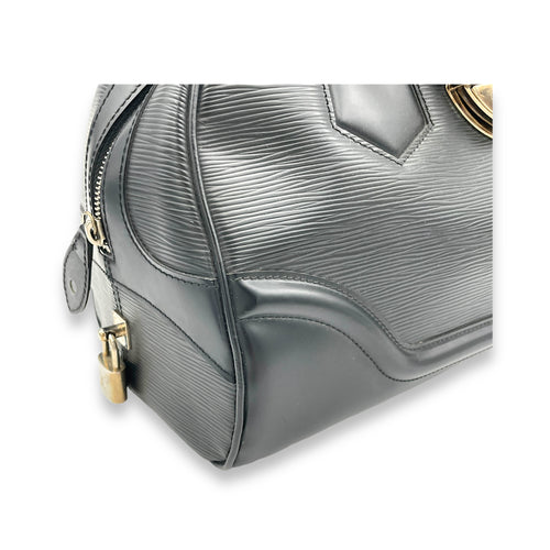 Bowling Montaigne Black Top Handle Bag in Epi Leather, Silver hardware