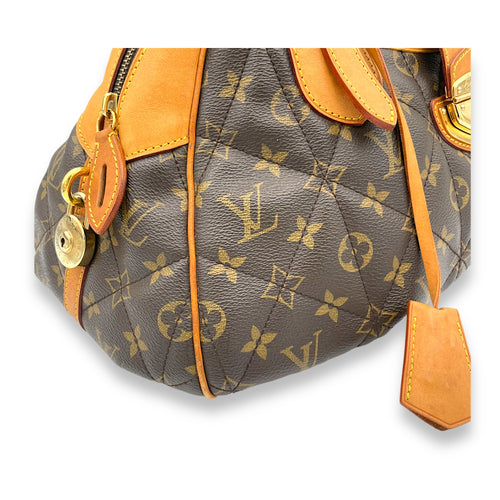 Etoile Brown Top Handle Bag in Monogram Coated Canvas, Gold hardware