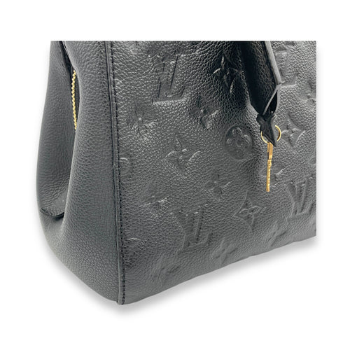 Montaigne Top Handle Bag Black in Empreinte Leather, Gold hardware