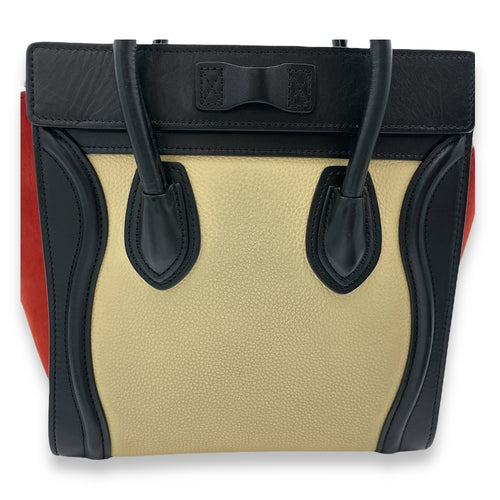 Luggage Top Handle Bag Nano Multi-colour in Calfskin, Gold hardware