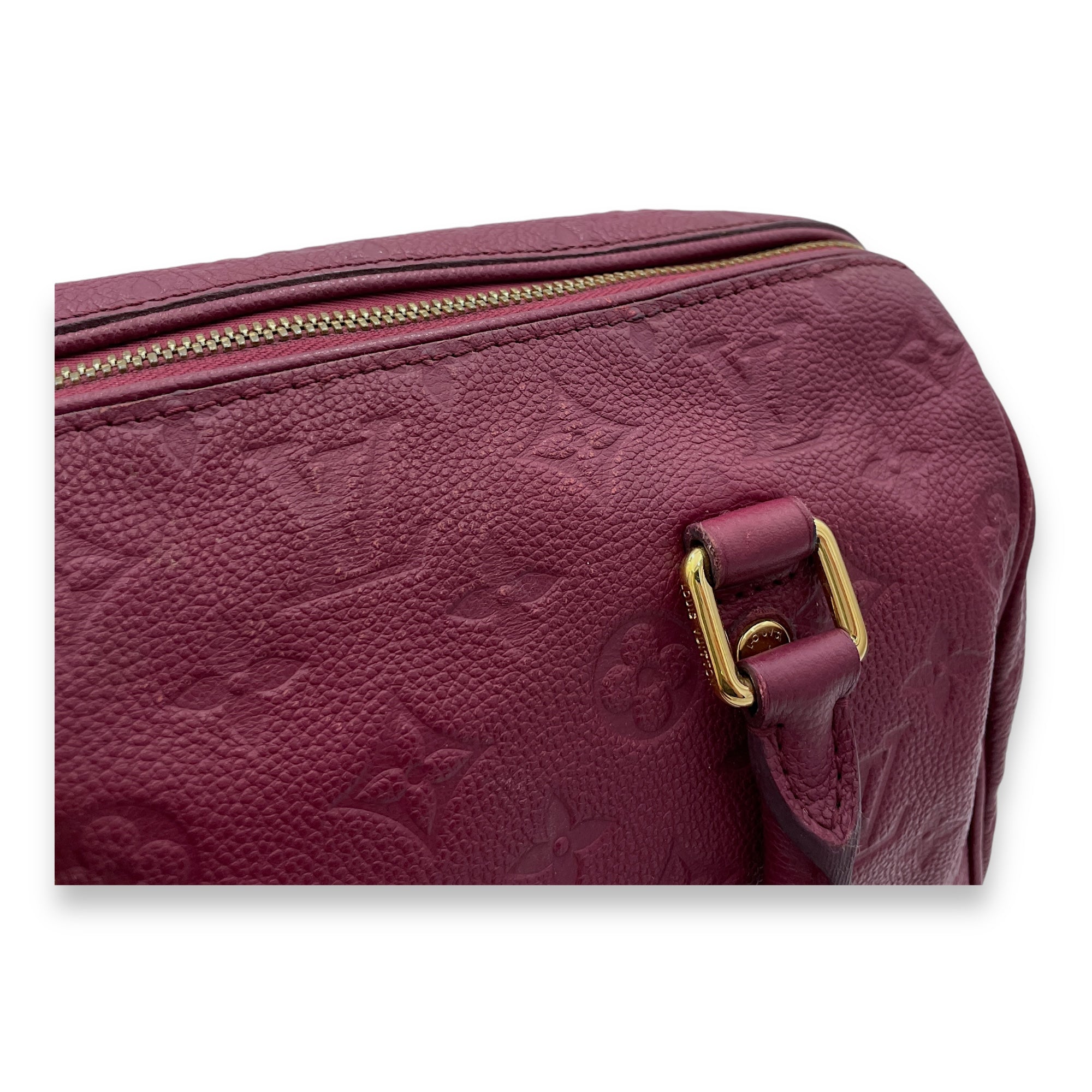 Speedy Bandouliere 25 Red Top Handle Bag in Monogram Empreinte Leather, Gold hardware