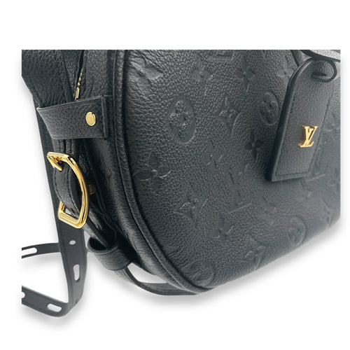 Boite a Chapeau Black Crossbody Bag in Monogram Empreinte Leather, Gold hardware