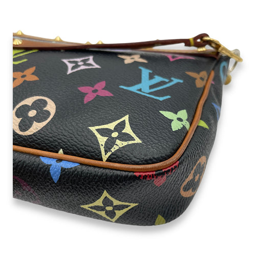 Takashi Murakami Pochette Accessoires Multicolour Shoulder Bag in Monogram Coated Canvas, Gold hardware