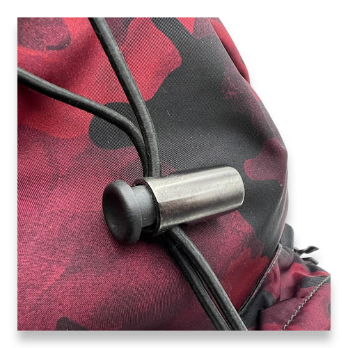 Camouflage Backpack Red in Nylon, Gunmetal hardware