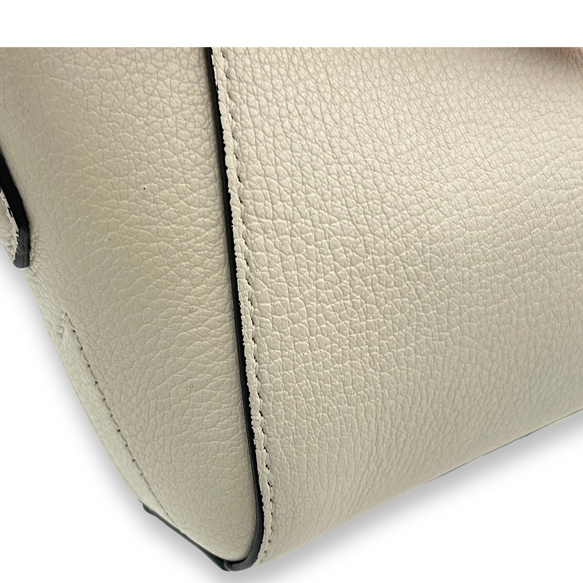 Antigona Nano White Crossbody Bag in Goat Leather, Silver hardware