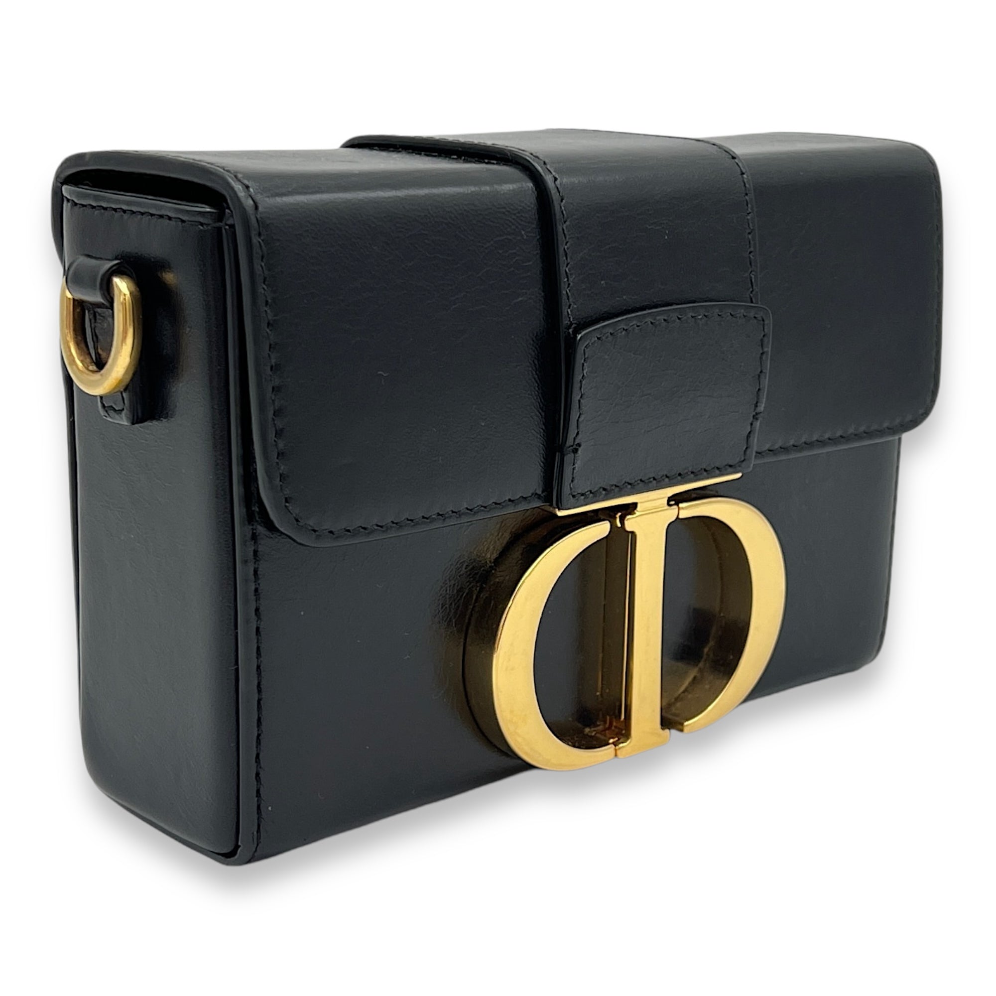 30 Montaigne Box Crossbody bag in Calfskin, Gold Hardware