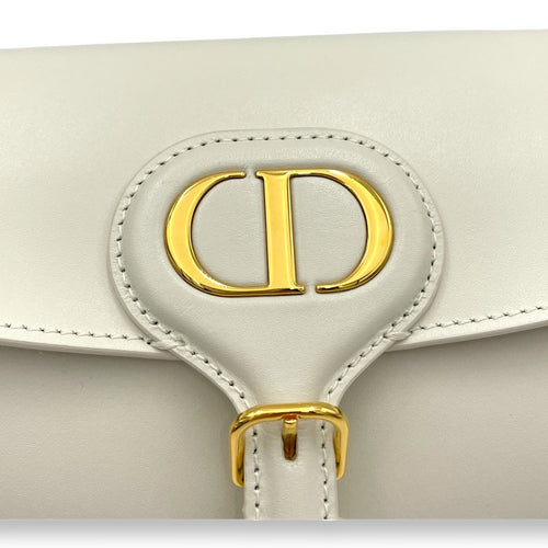 Bobby East West White Crossbody Bag in Calfskin, Gold hardware