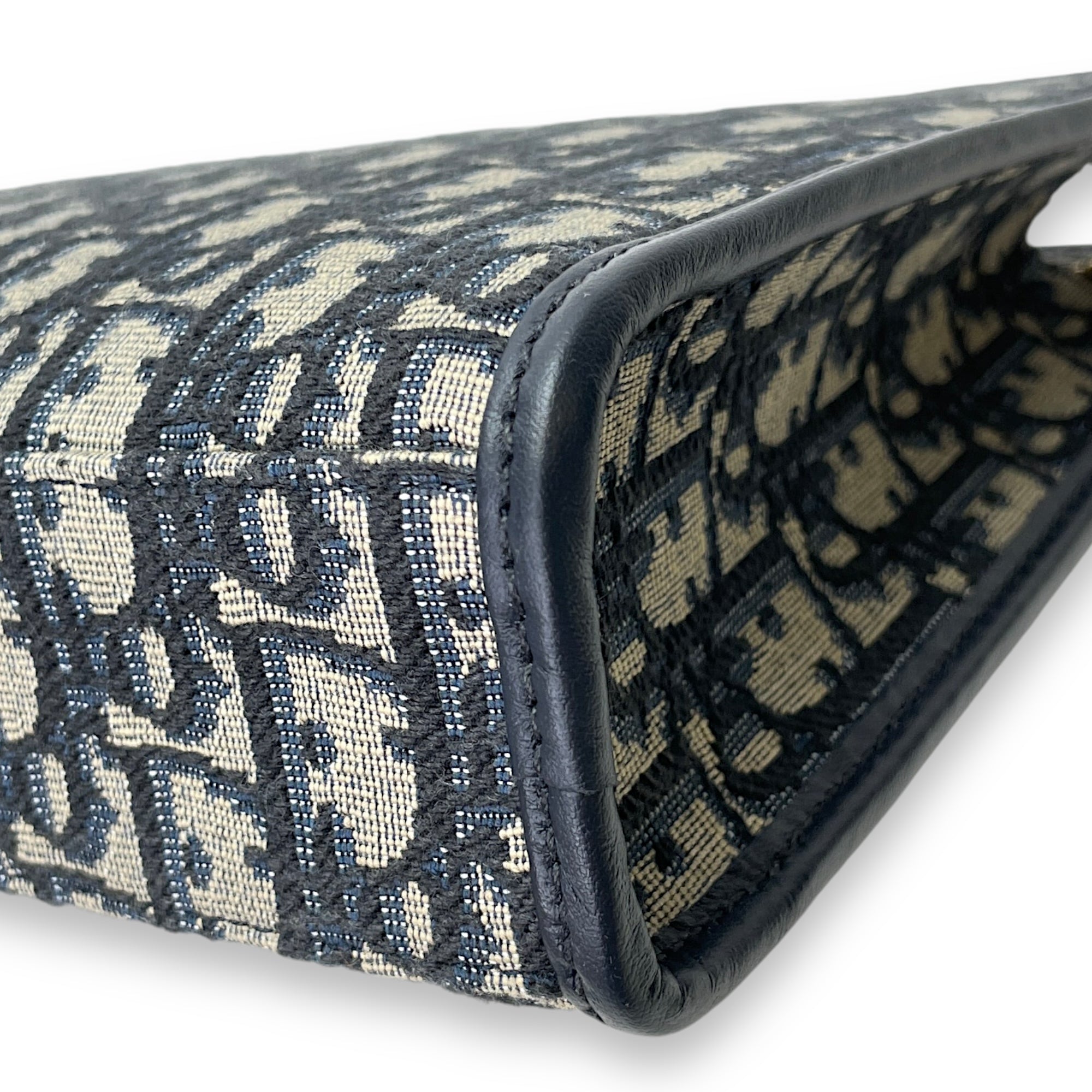 30 Montaigne  Navy Pouch in Jacquard, Gold hardware