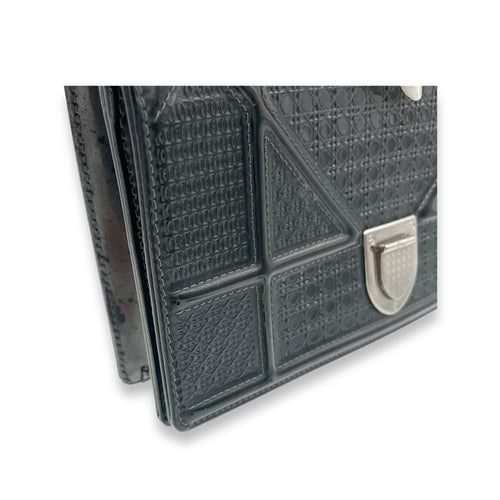 Diorama Black Wallet On Chain in Patent Leather, Silver hardware