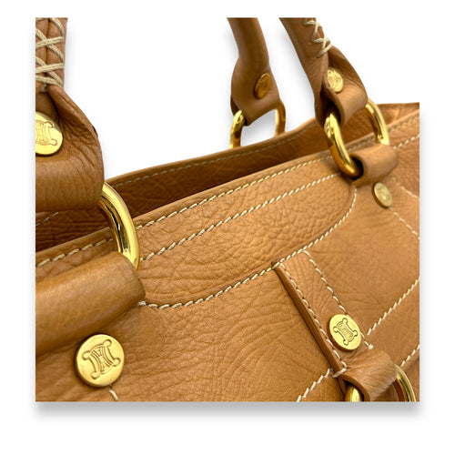 Boogie Top Handle Bag Beige in Calfskin, Gold hardware