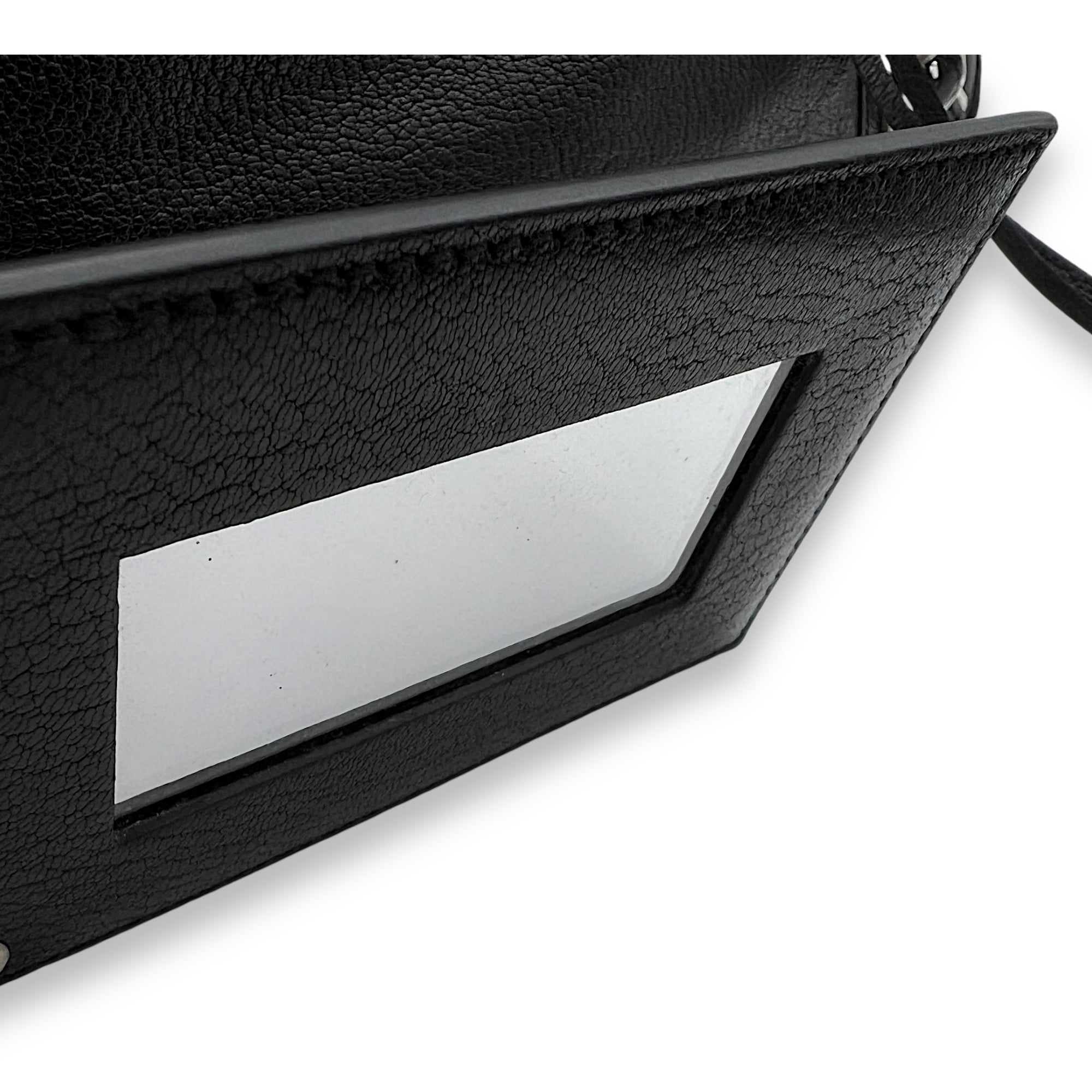 Metallic Edge City Top Handle Bag Black in Goat Leather, Silver hardware