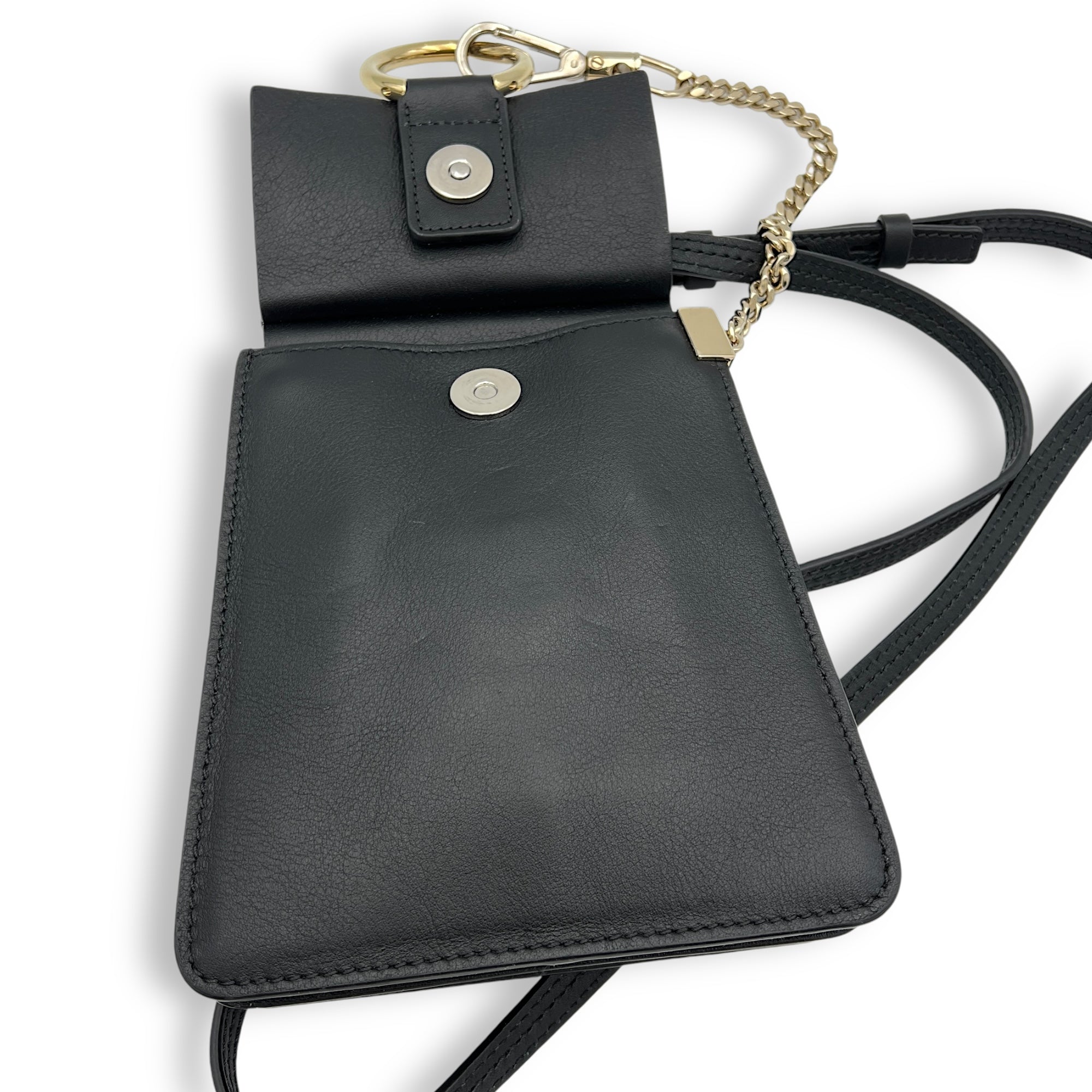 Faye Small Black Crossbody Bag in Calfskin, Gold hardware