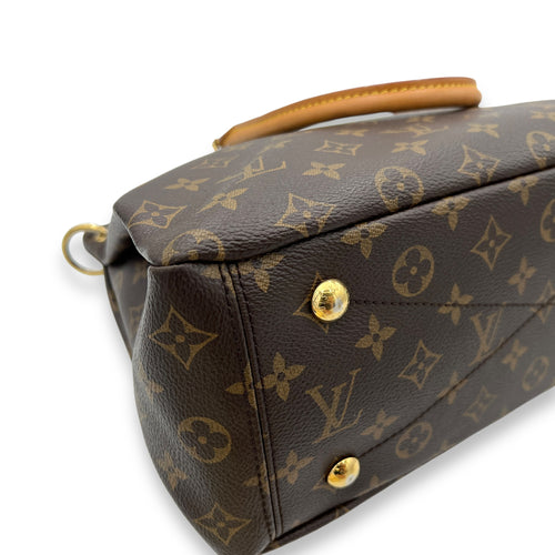 Pallas Top Handle Bag MM Brown in Monogram Coated Canvas, Gold hardware