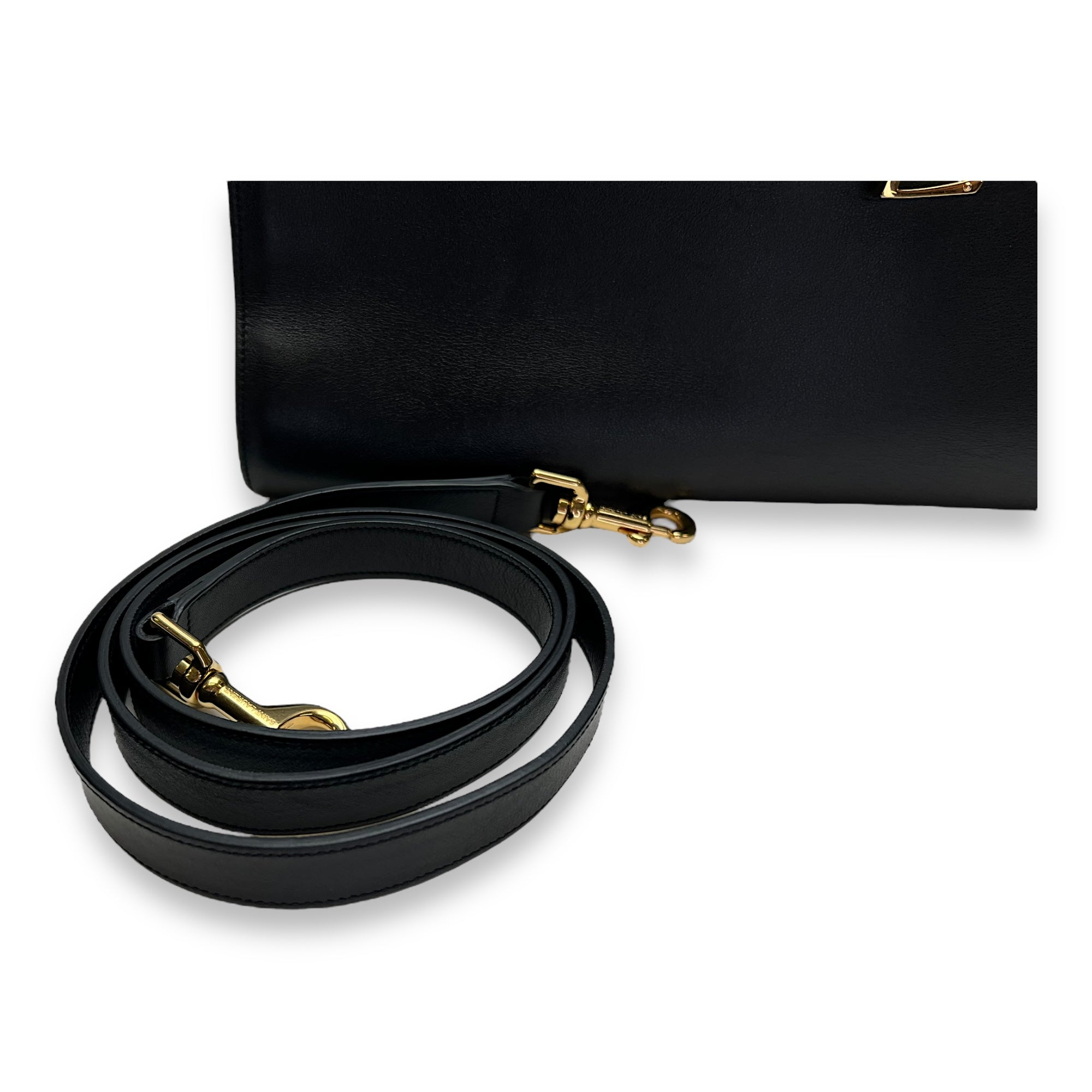 Monogram Cabas Large Black Top Handle Bag in Calfskin, Gold hardware