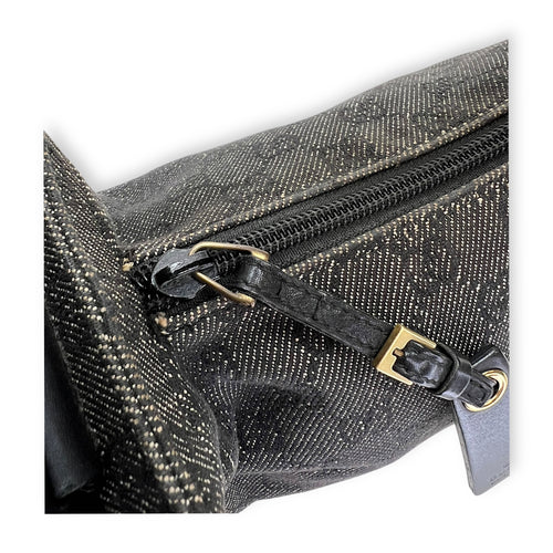 GG Black Shoulder Bag in Denim, Gold hardware