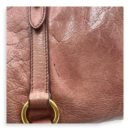 Logo Top Handle Bag Pink in Calfskin, Gold hardware