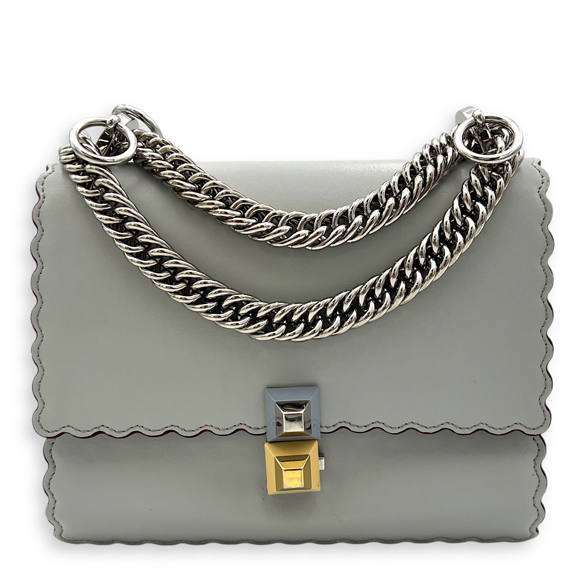 Kan I Small Crossbody bag in Calfskin, Silver Hardware