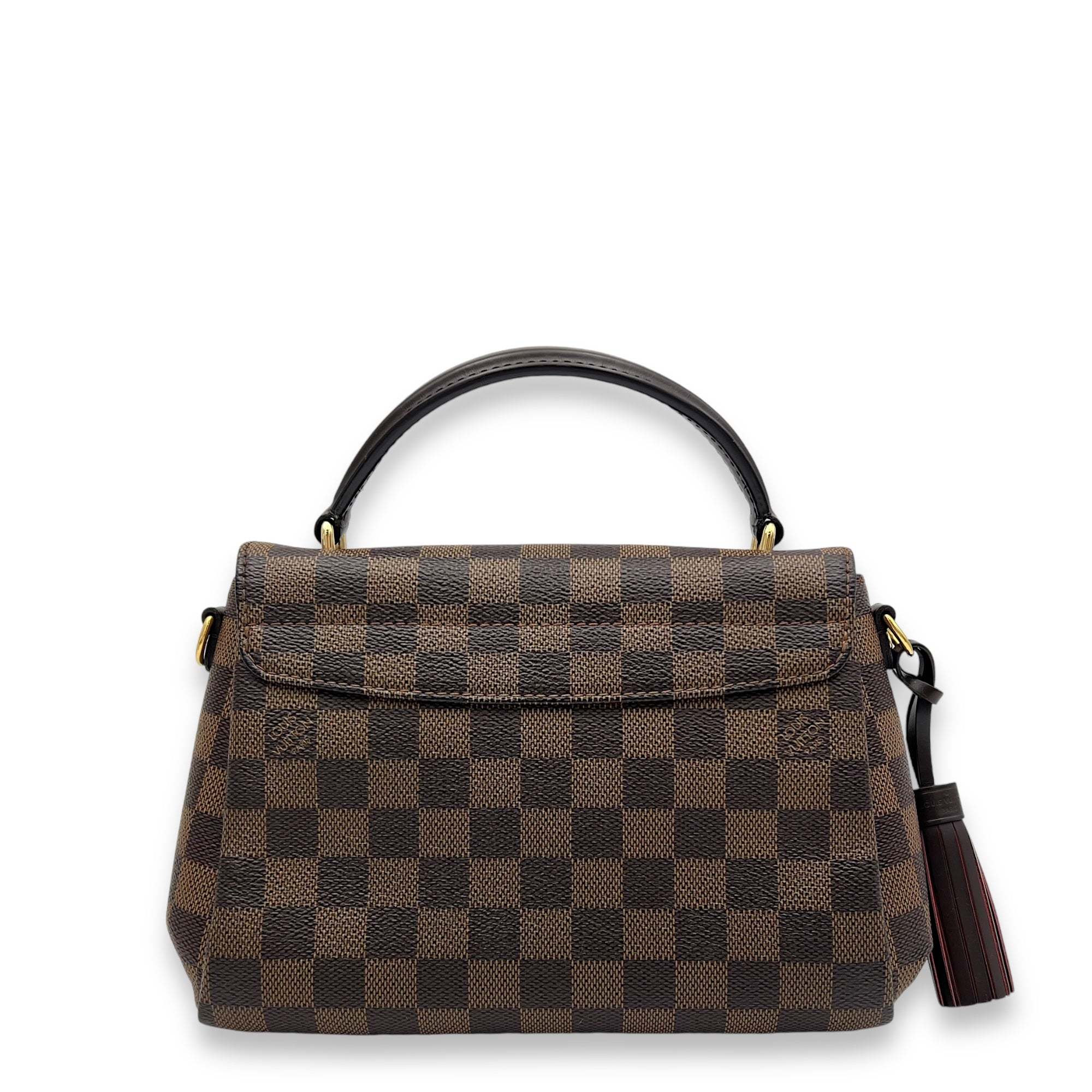 Croisette Damier Azur Top Handle Bag in Coated Canvas, Gold hardware